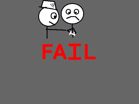 7 yaşımda yaptığım bir oyun: iki çöp adam ve FAIL yazısı